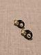 Authentic Givenchy Rare Vintage Black & Gold Enamel / Metal Abstract Earrings