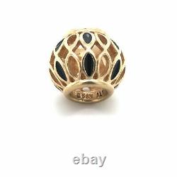 Authentic Pandora Royal Victorian Black Enamel Charm 14k Yellow Gold