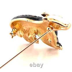 Badger Pin Brooch Gold Plated Metal Alloy Set With Enamel and Sparkling