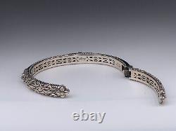 Barbara Bixby Sterling Silver & 18k Gold Flower Black Enamel Cuff Bracelet 7