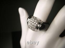 Beautiful 18K White Gold Black Enamel Diamond Designer Ring Band