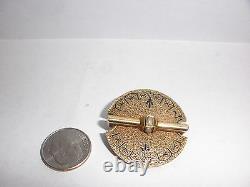 Beautiful Antique Victorian mourning 14k gold black enamel brooch pin pearls