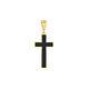 Black Enamel Plain Cross Pendant Solid 14k Real Gold Religious Charm Men Women