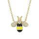 Black Yellow Enamel Diamond Bee Pendant Necklace 14k Gold Natural 0.09ct
