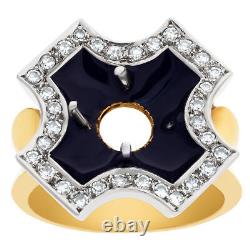 Black enamel Maltese cross design setting in 18k with 0.50 carats in diamonds