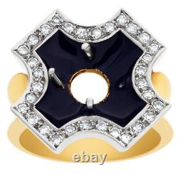 Black enamel Maltese cross design setting in 18k with 0.50 carats in diamonds