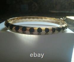 CARINO 14k gold black & white Enamel DOT Bangle /Bracelet Rare Stunning Piece