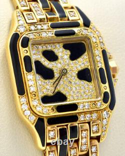 CARTIER Panthere de Cartier Diamond, Onyx Gold, Black Enamel, Watch (Y-8)