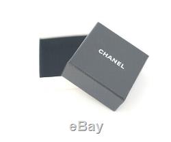 CHANEL Camellia Button Earrings Black & Gold & Rhinestone withBOX m8774
