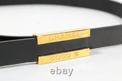 CHANEL Chanel Belt Coco Mark COCO Logo Buckle Gold Enamel Leather Black 80/32