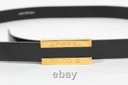 CHANEL Chanel Belt Coco Mark COCO Logo Buckle Gold Enamel Leather Black 80/32