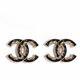 Chanel Enamel Chain Cc Baroque Earrings Black Gold