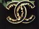 Chanel Limited Edition! Black Enamel And Gold Metal Cc Scroll Brooch, In Box