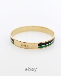 CHLOE black green enamel gold bangle bracelet vintage 17cm/6.7