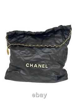 Chanel 22 Medium Black Limited Edition WHITE ENAMEL FONT