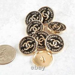 Chanel Buttons 8 Pc Gold and Black Metal 31 Rue Cambon 20 mm Great Condition