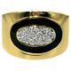 Chic Italian 18k Yellow Gold, Diamond And Black Enamel, Unisex Cigar Band Ring
