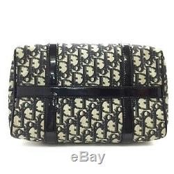 Christian Dior Mini Boston Bag Trotter CPD44019 Black Gold Hardware PVC Enamel L