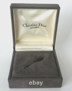 Christian Dior Monsieur Vintage Black Enamel Tie Clip Signed In Original Box