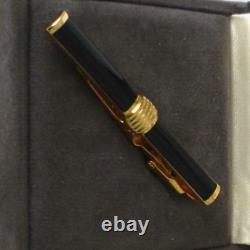 Christian Dior Monsieur Vintage Black Enamel Tie Clip Signed In Original Box