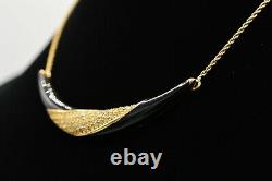 Christian Dior Signed Vintage Collar Necklace Rhinestone Gold Black Enamel Bin3