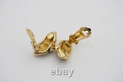 Christian Dior Vintage 1980s Black Cube Crystals Diamond Clip Earrings, Gold
