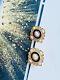 Christian Dior Vintage 1980s Oval Pearl Crystal Black Enamel Clip Earrings, Gold