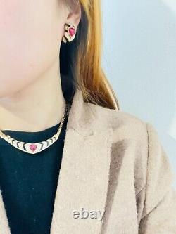 Christian Dior Vintage 1980s Ruby Gripoix Black Crystal Hoop Clip, Earrings Gold
