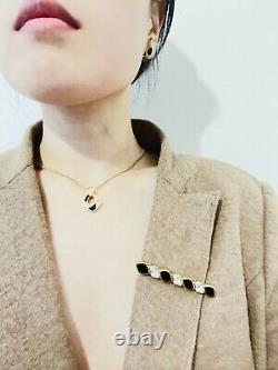 Christian Dior Vintage 1980s Swarovski Crystals Black Enamel Necklace, Gold Tone