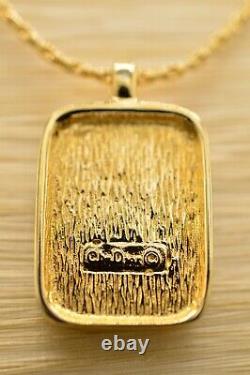 Christian Dior Vintage Pendant Necklace Black Enamel Rhinestone Gold Chain BinA