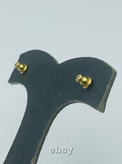 Christian Dior Vintage Yellow Gold Plated Rhinestone Black Enamel Stud Earrings