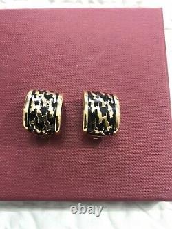 Christian dior vintage black Enamel Gold Tone Clip on Earrings
