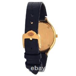 Corum Vintage 18k Yellow Gold Leather Quartz Diamond Red Enamel Watch 24.115.65