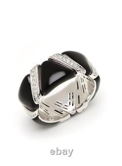 Diamond Black Enamel Flexible Italian Eternity Band 18 Karat White Gold Ring