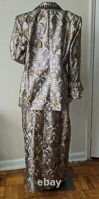 Donna Vinci Couture, Gold Skirt Suit, Crystal Enamel Size 16