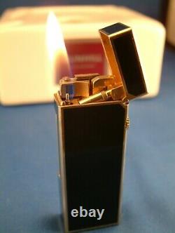 Dunhill Rollagas D Line. Serviced. Black Enamel with Gold Trim, Box and Papers
