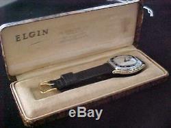Early Art Deco Original Man's Elgin In Two-Tone Case Enamel Bezel & Original Box