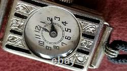 Early Swiss 18K Lady's Deco Enamel Wrist Watch 15J Mvt. Wire Lugs, Ca. 1920's