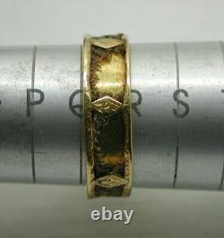 Edwardian 18 Carat Gold Lemon Diamond And Black Enamel Mourning Ring Size R