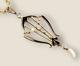 Edwardian Era Diamond & Black Enamel Pendant Mourning Necklace Lavalier Jewelry