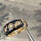 Edwardian Black Enamel & Pearl Mourning Ring 15ct Gold Size Uk L 1/2