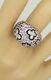 Estate 18k White Gold Round Diamond Pink Sapphire Black Enameled Butterfly Ring