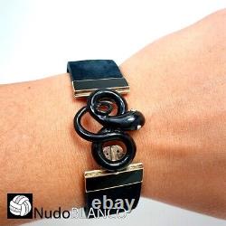 Eternal Love Victorian English Snake Bracelet 15ct Gold Black Enamel C1839