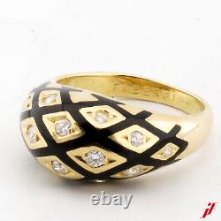 Fabergé Ring 750/18K Yellow Gold Black Enamel 15 Diamonds Approx. 0.59 CT 53