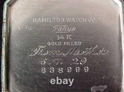 Fantastic 1931 Hamilton Square B Engraved With Black Enamel Bezel Restored