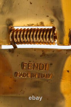 Fendi Womens Enamel Fendista Cuff Bracelet Gold Tone Black Red