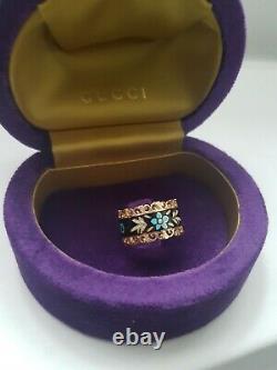 GUCCI ICON Blooms Band Ring 18ct Gold with Black Enamel RRP £1840