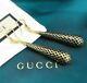 Gucci Italian Made 18k Yellow Gold Diamantissima Black Enamel Drop Earrings