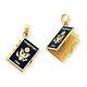 Gent's Ladies 14k Yellow Gold Blue Enameled Passport Charm Pendant For Necklace