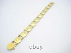 Georg Jensen Sterling & Gold Tone Black Enamel Daisy Flower Bracelet 6 1/2 A